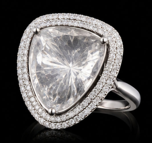 Trillion Halo Solitaire Diamond Ring