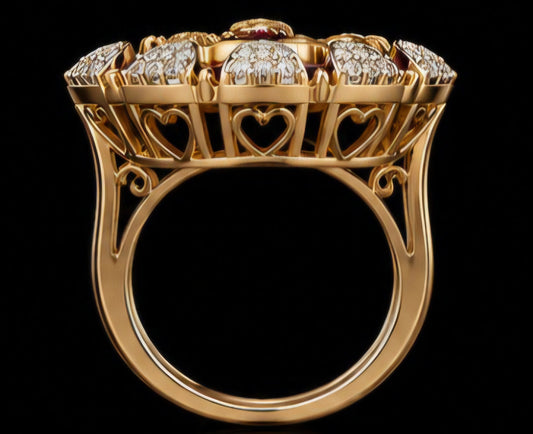 Divine Radha Krishna Ruby Halo Ring
