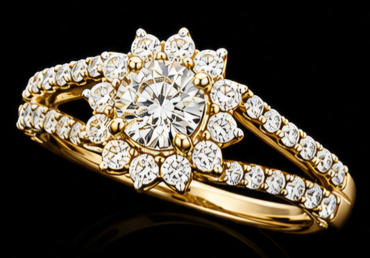 Radiant Floral Halo Diamond Ring