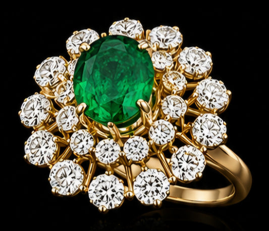 Emerald Bloom Diamond Cluster Ring