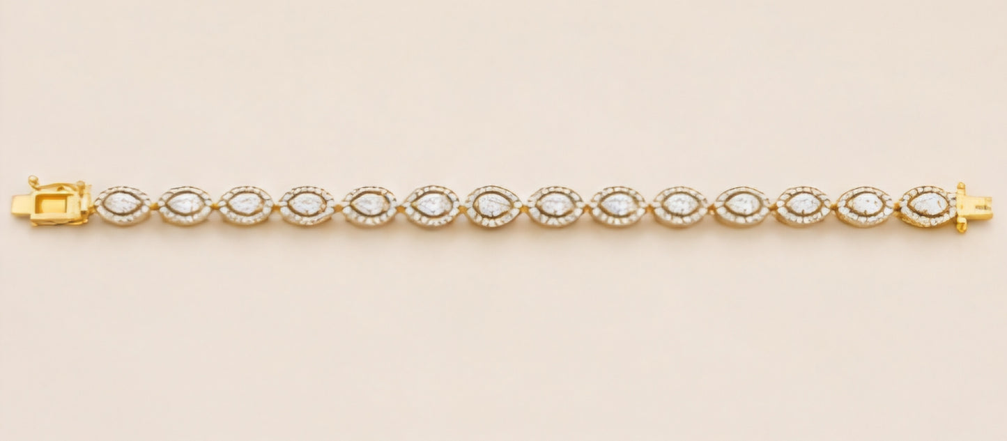 Marquise Halo Diamond Tennis Bracelet