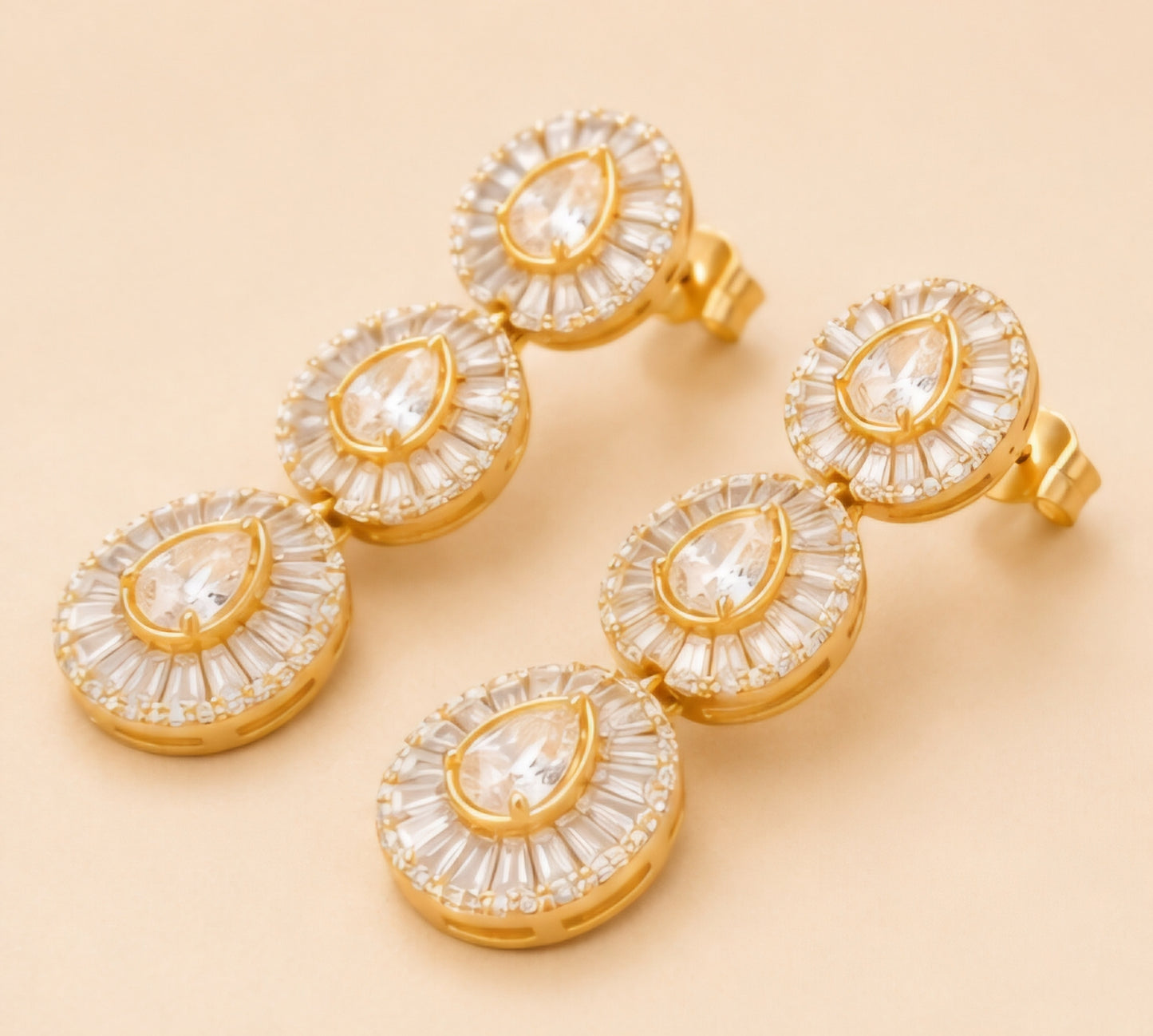 Radiant Halo Diamond Drop Earrings
