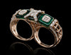 Emerald Twin-Finger Statement Ring