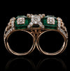 Emerald Twin-Finger Statement Ring