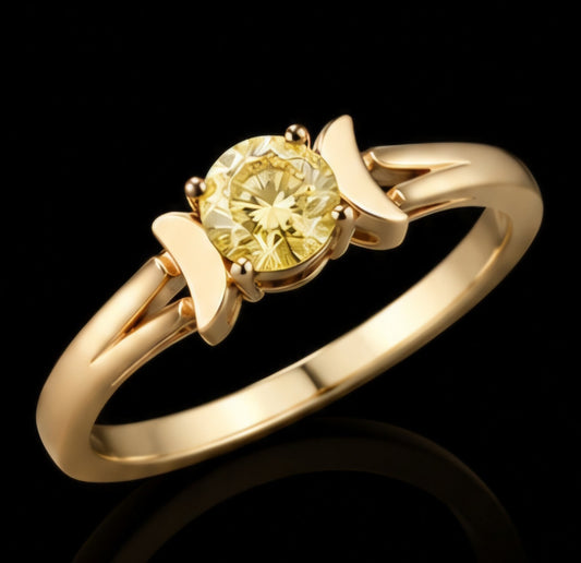Golden Citrine Solitaire Ring