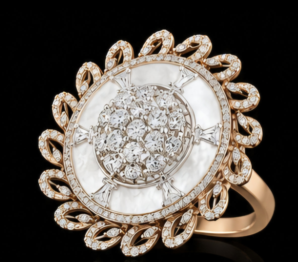 Celestial Mother-of-Pearl Diamond Statement Ring