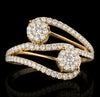 Twin Halo Diamond Crossover Ring
