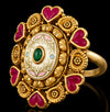 Royal Heart Motif Enamel Gold Statement Ring