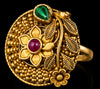 Heritage Floral Navratna Gold Statement Ring