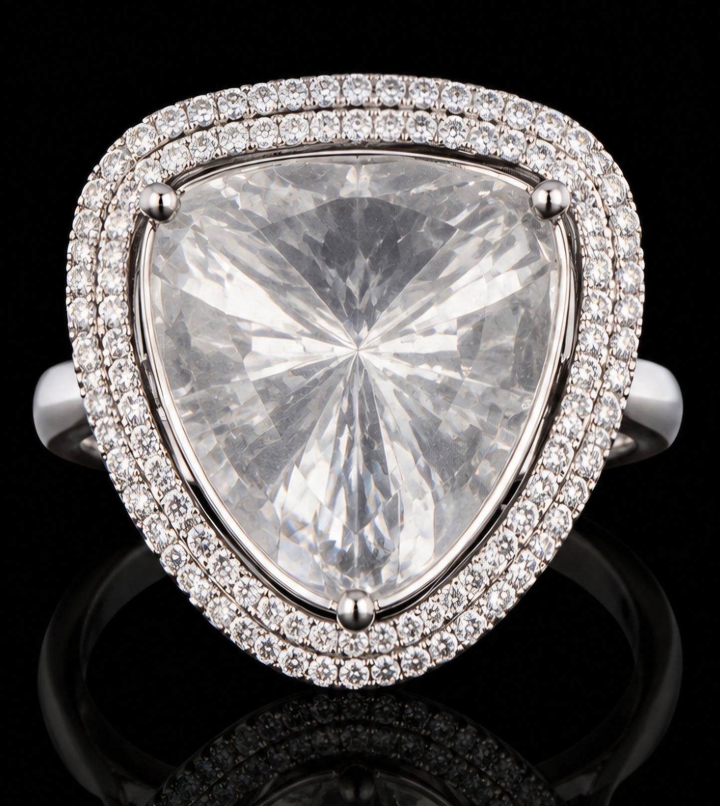 Trillion Halo Solitaire Diamond Ring