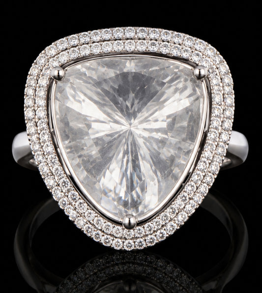 Trillion Halo Solitaire Diamond Ring