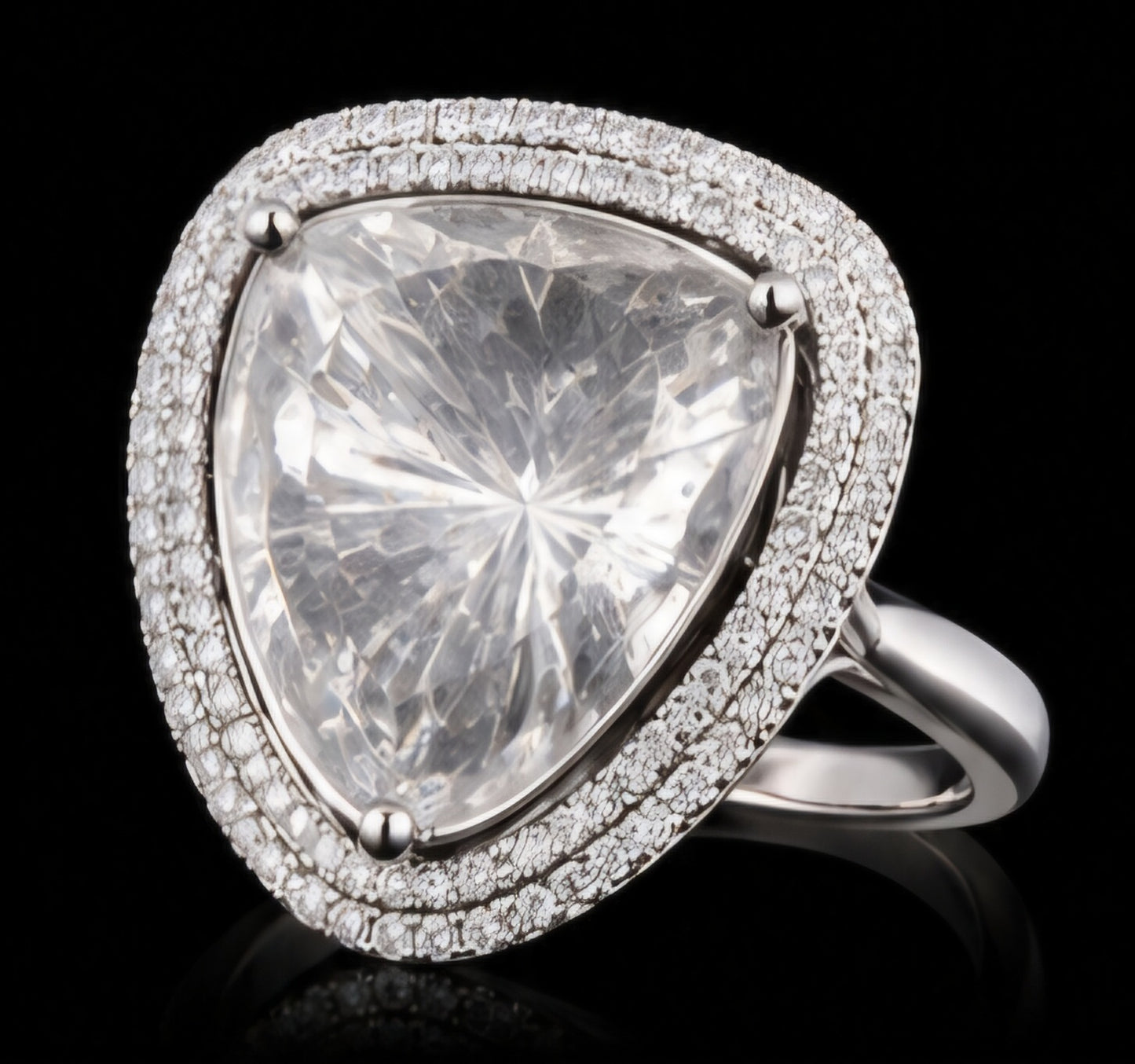 Trillion Halo Solitaire Diamond Ring