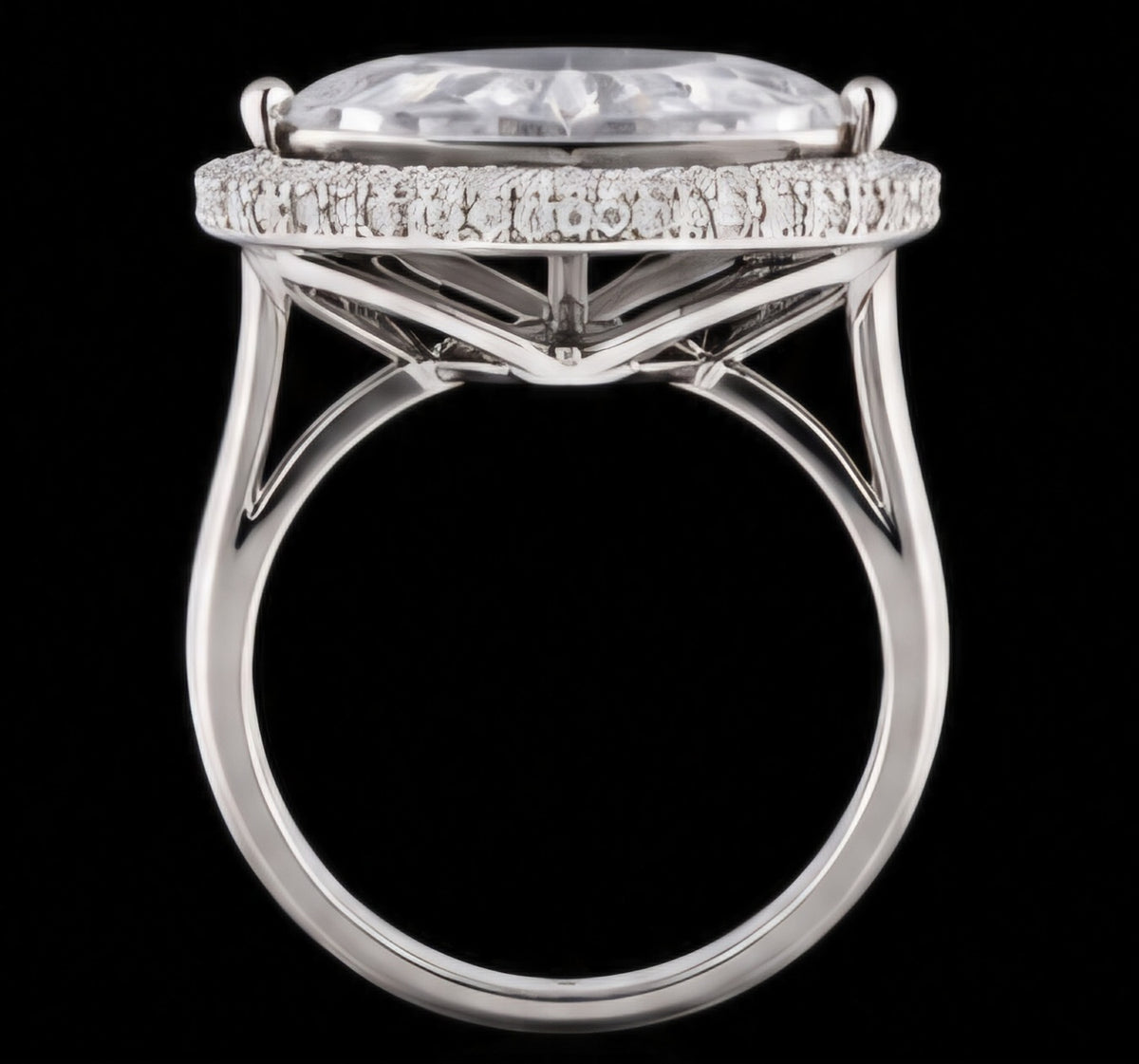 Trillion Halo Solitaire Diamond Ring