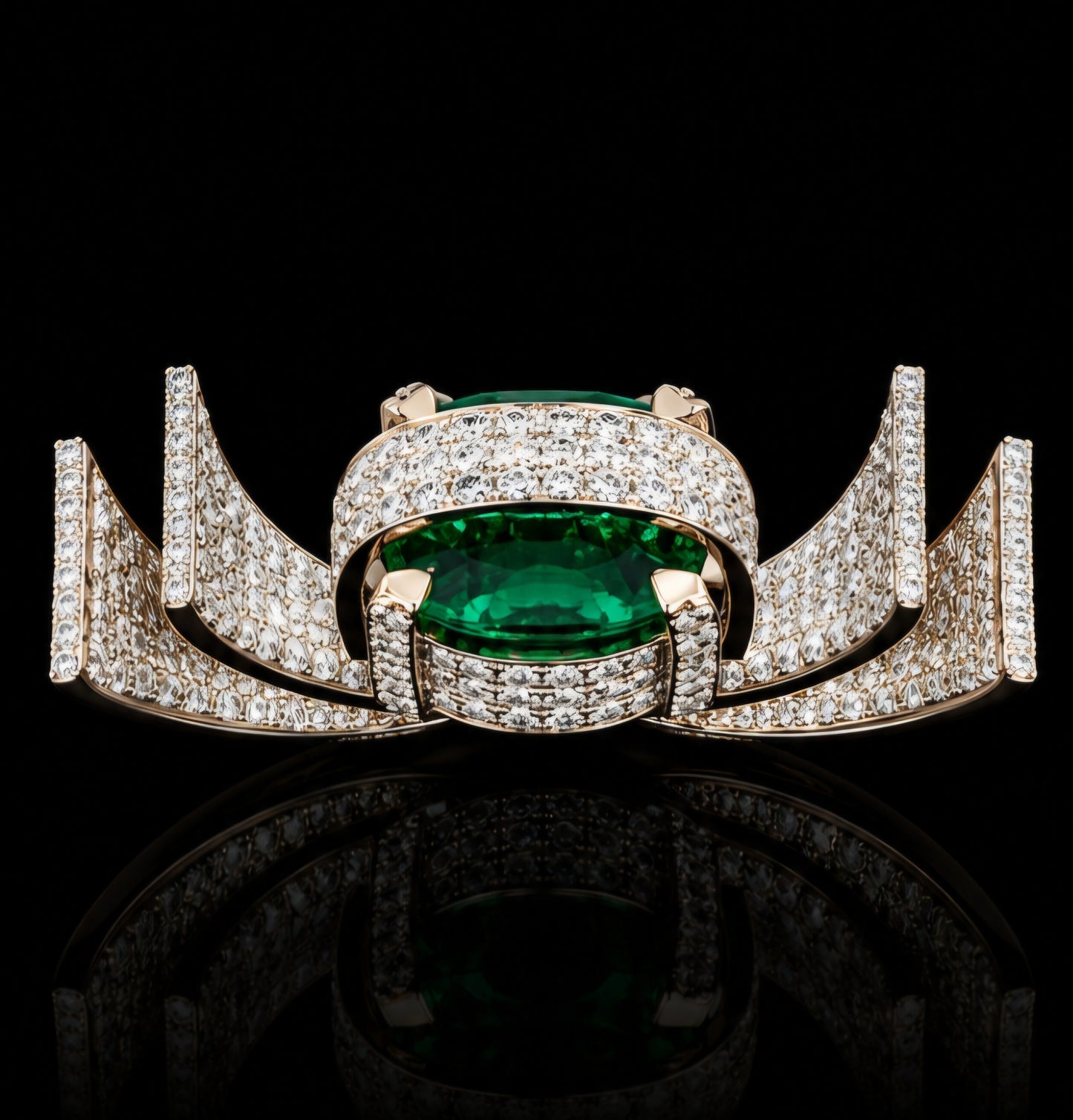 Avant-Garde Emerald Diamond Statement Ring