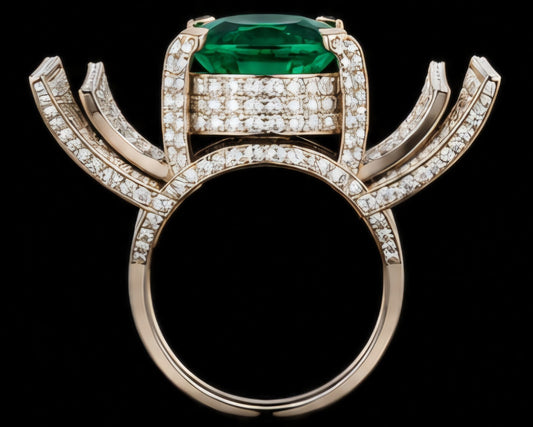 Avant-Garde Emerald Diamond Statement Ring
