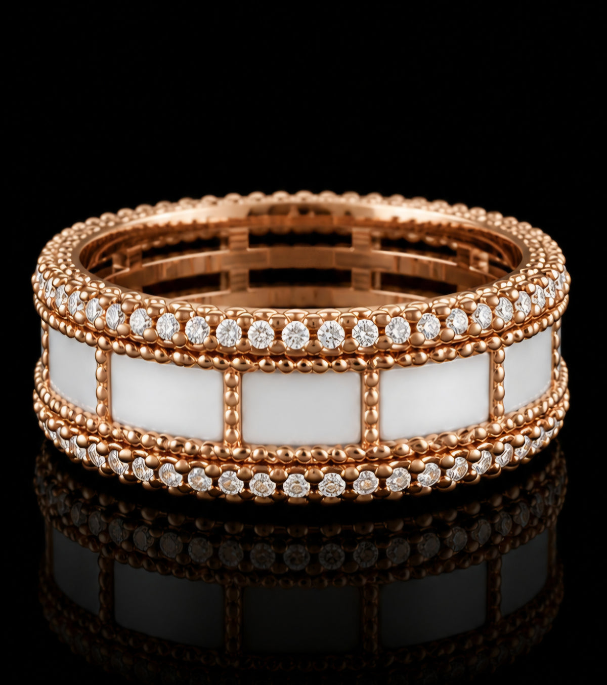 Diamond & White Enamel Eternity Band