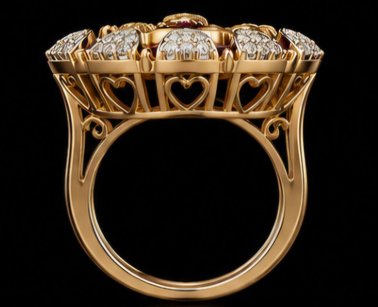 Divine Radha Krishna Ruby Halo Ring