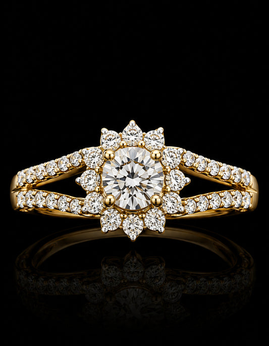 Radiant Floral Halo Diamond Ring