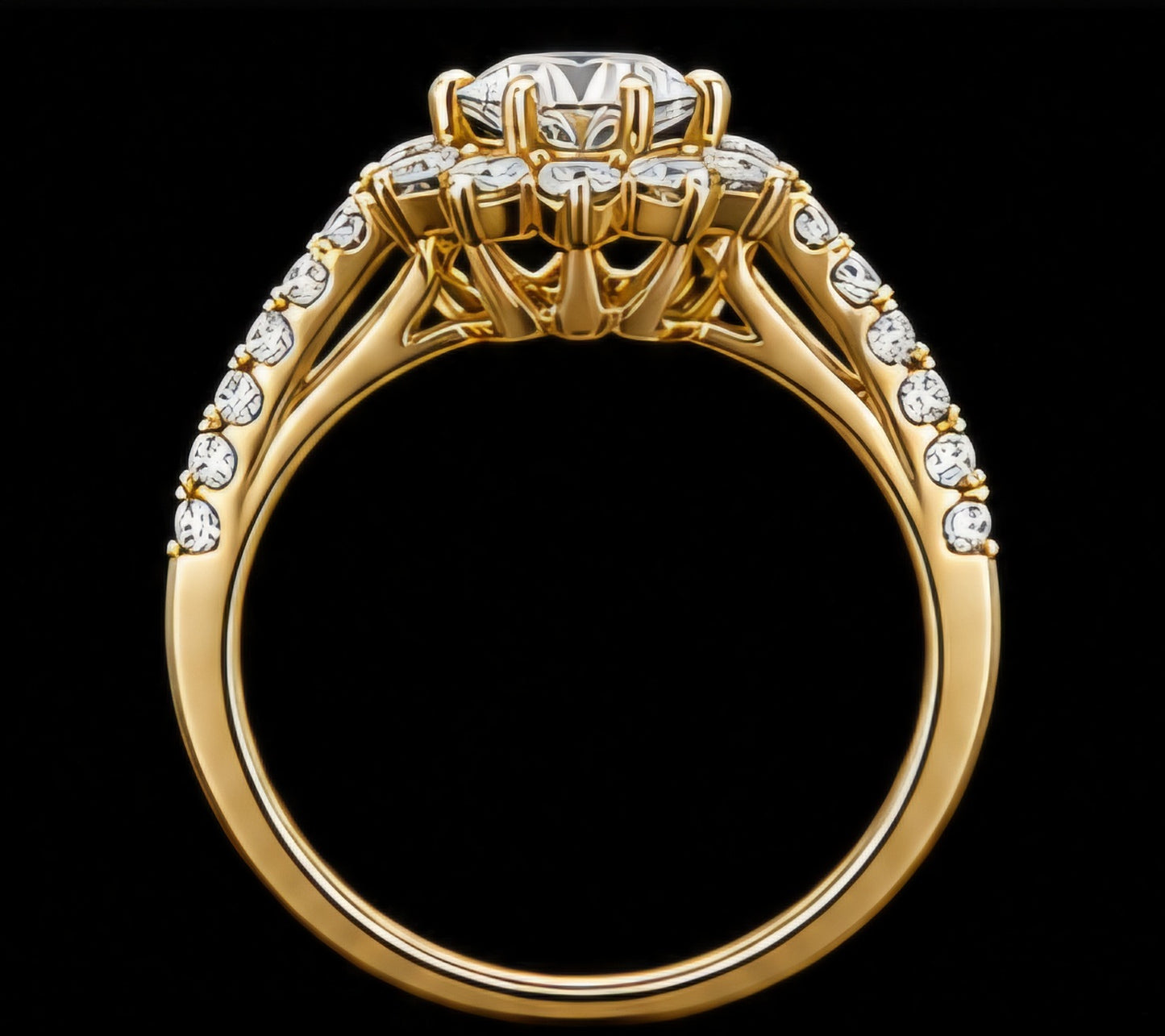 Radiant Floral Halo Diamond Ring