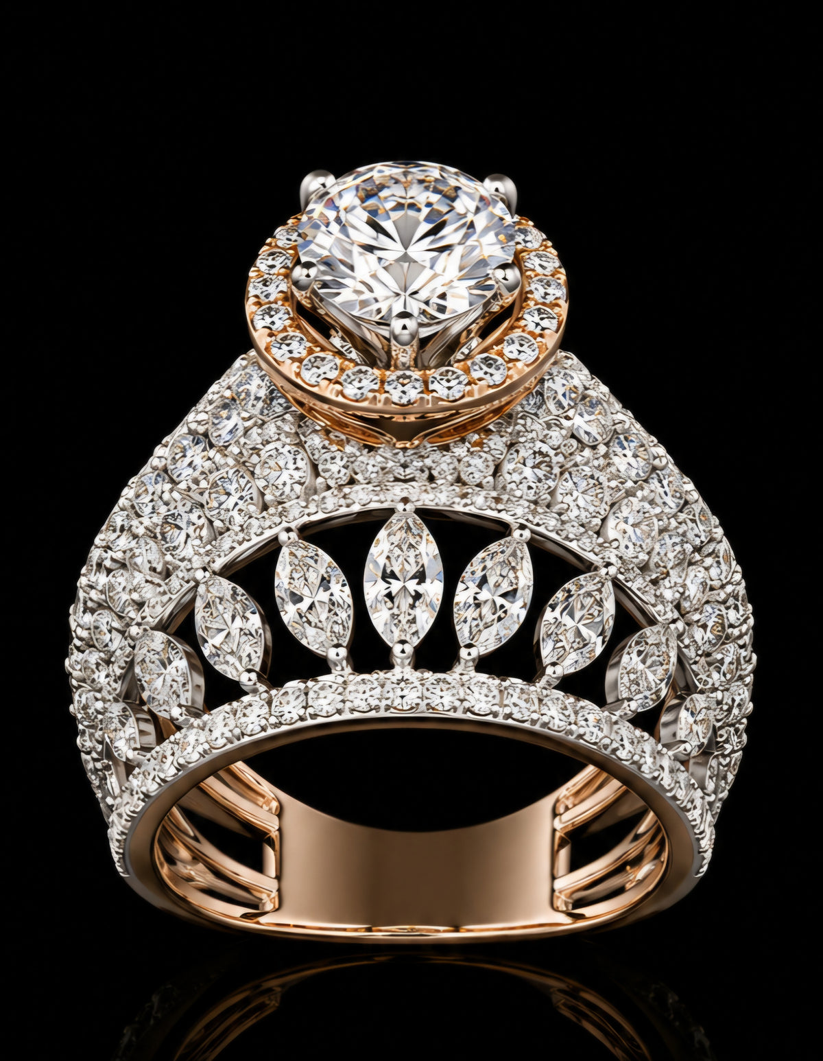 Royal Halo Crown Diamond Ring