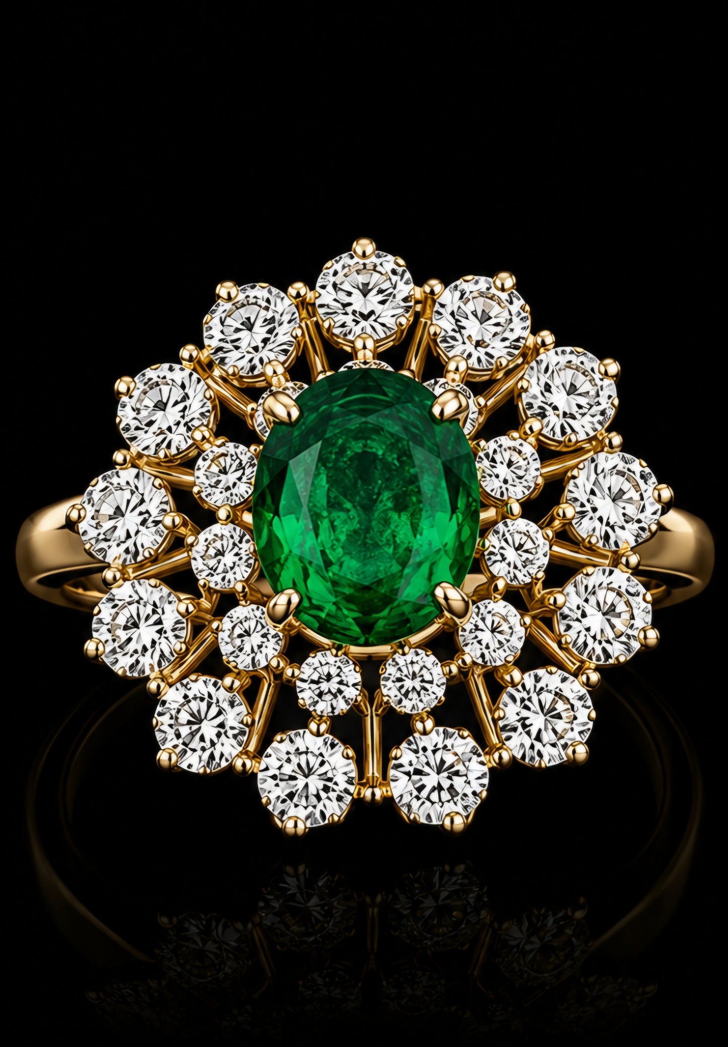 Emerald Bloom Diamond Cluster Ring
