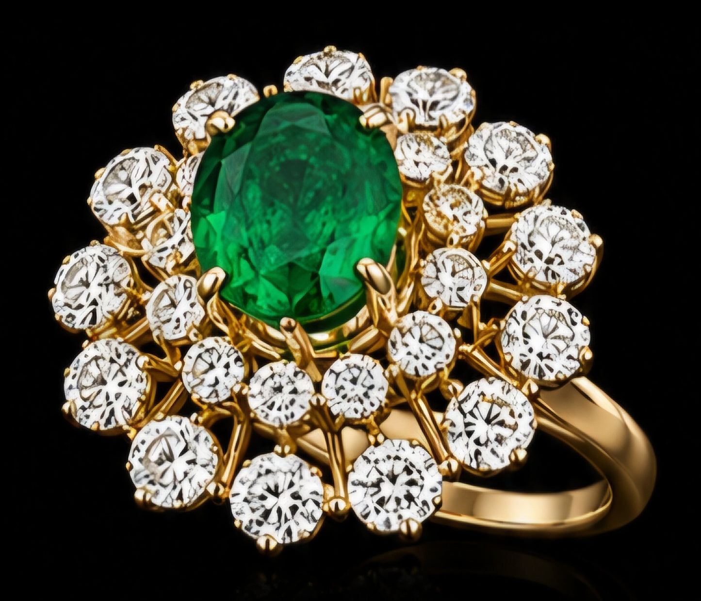 Emerald Bloom Diamond Cluster Ring