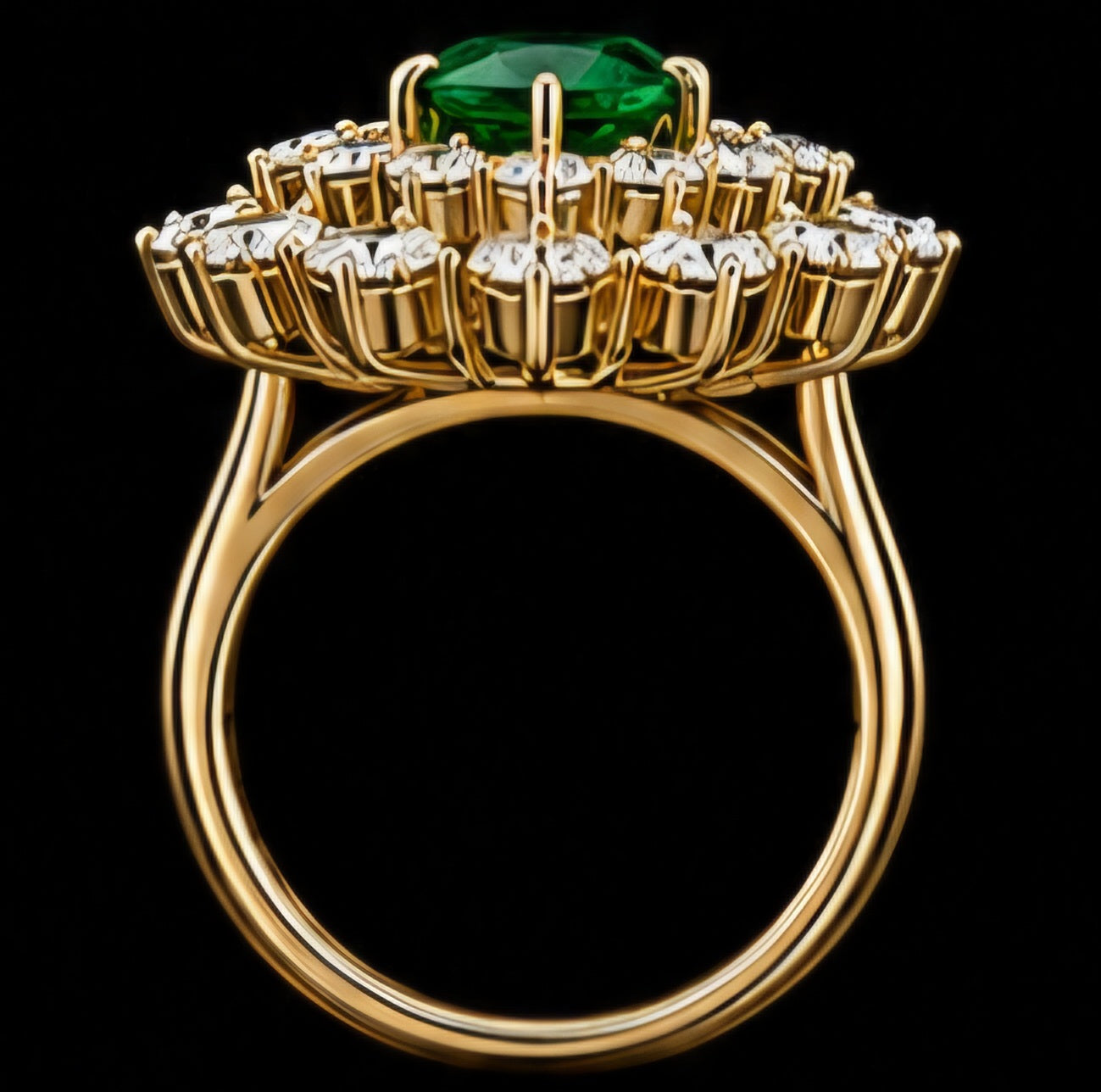 Emerald Bloom Diamond Cluster Ring