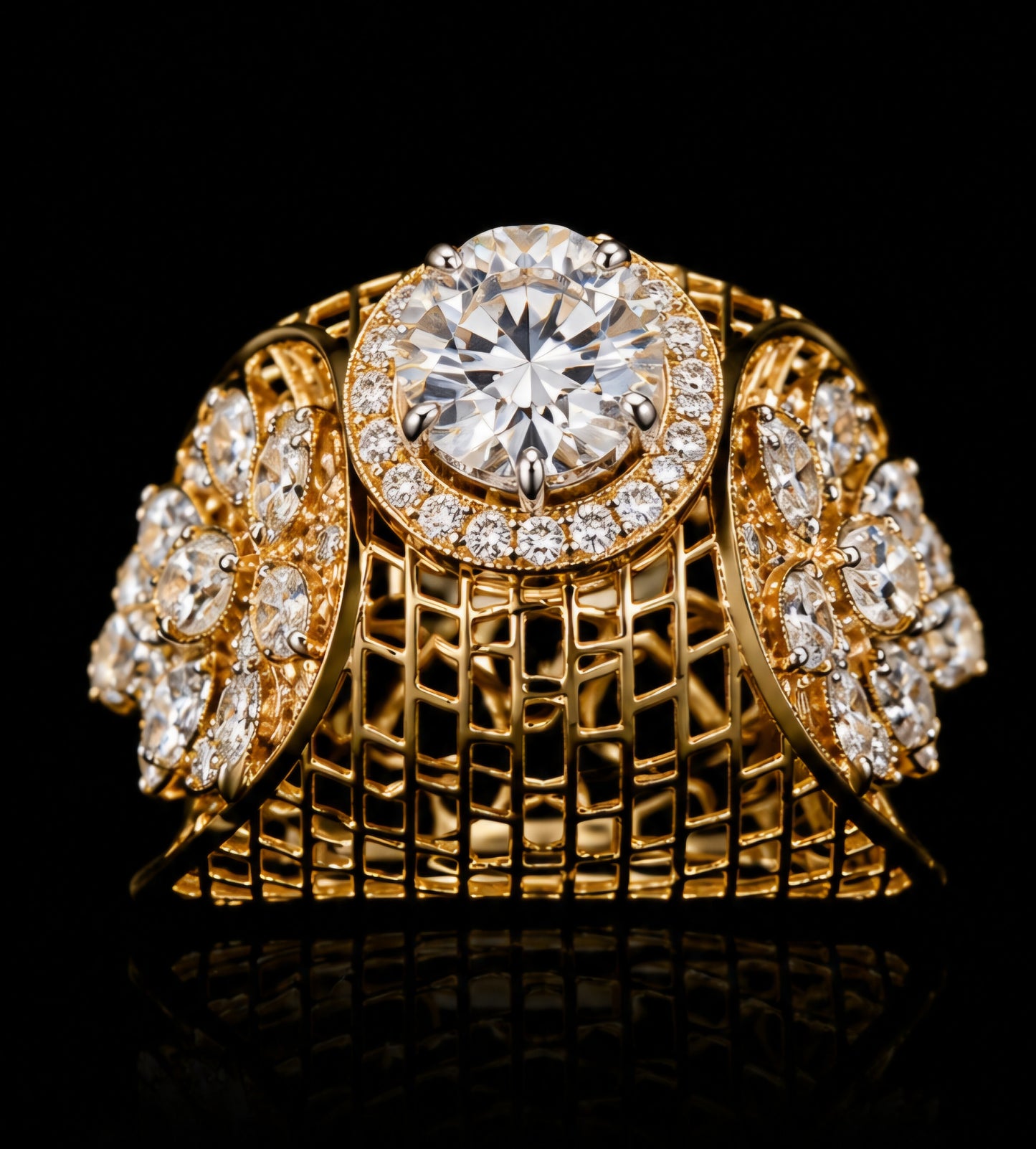 Royal Floral Solitaire Diamond Ring