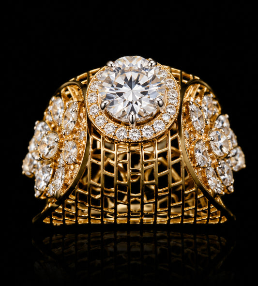 Royal Floral Solitaire Diamond Ring