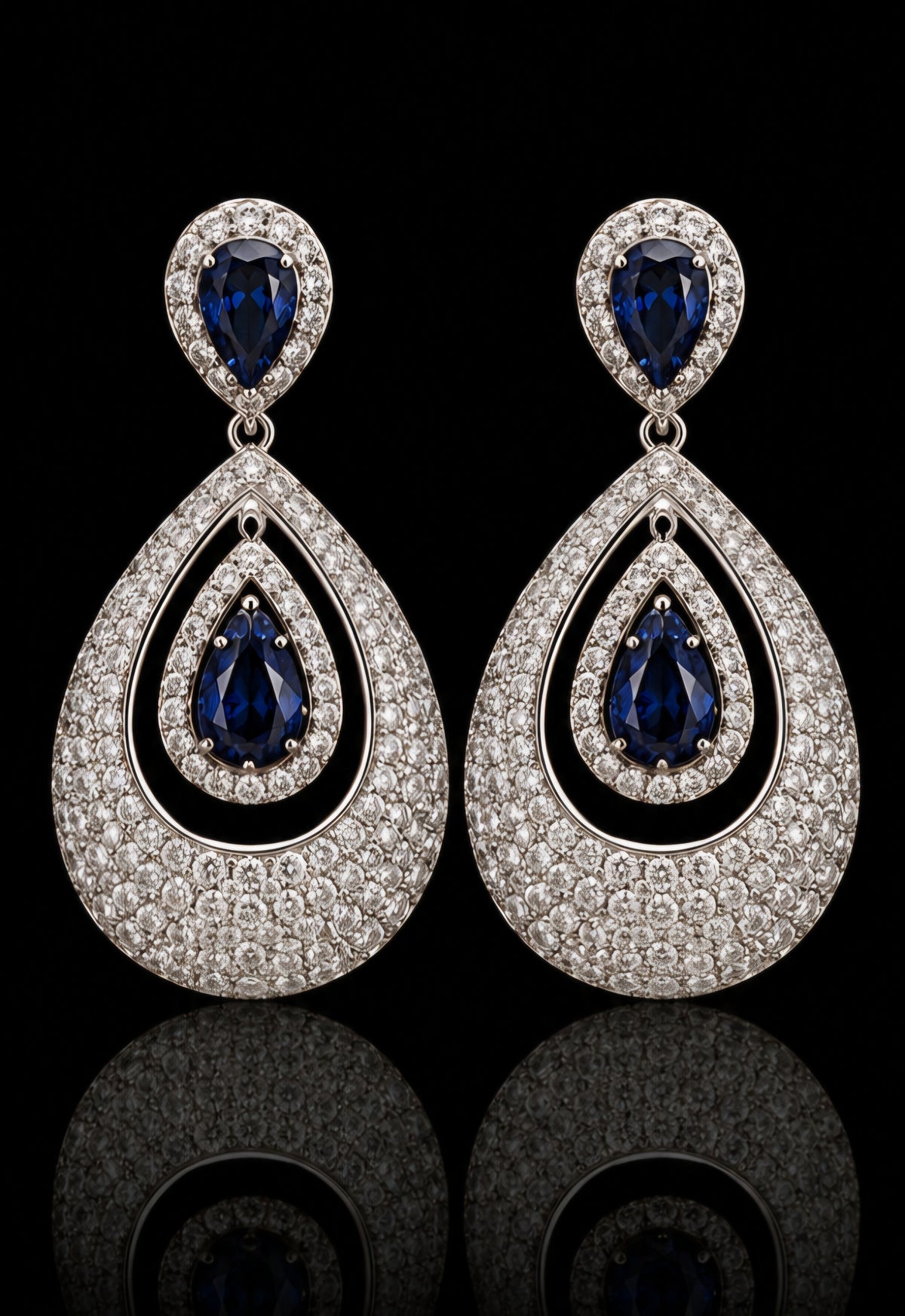 Midnight Sapphire Diamond Drop Earrings