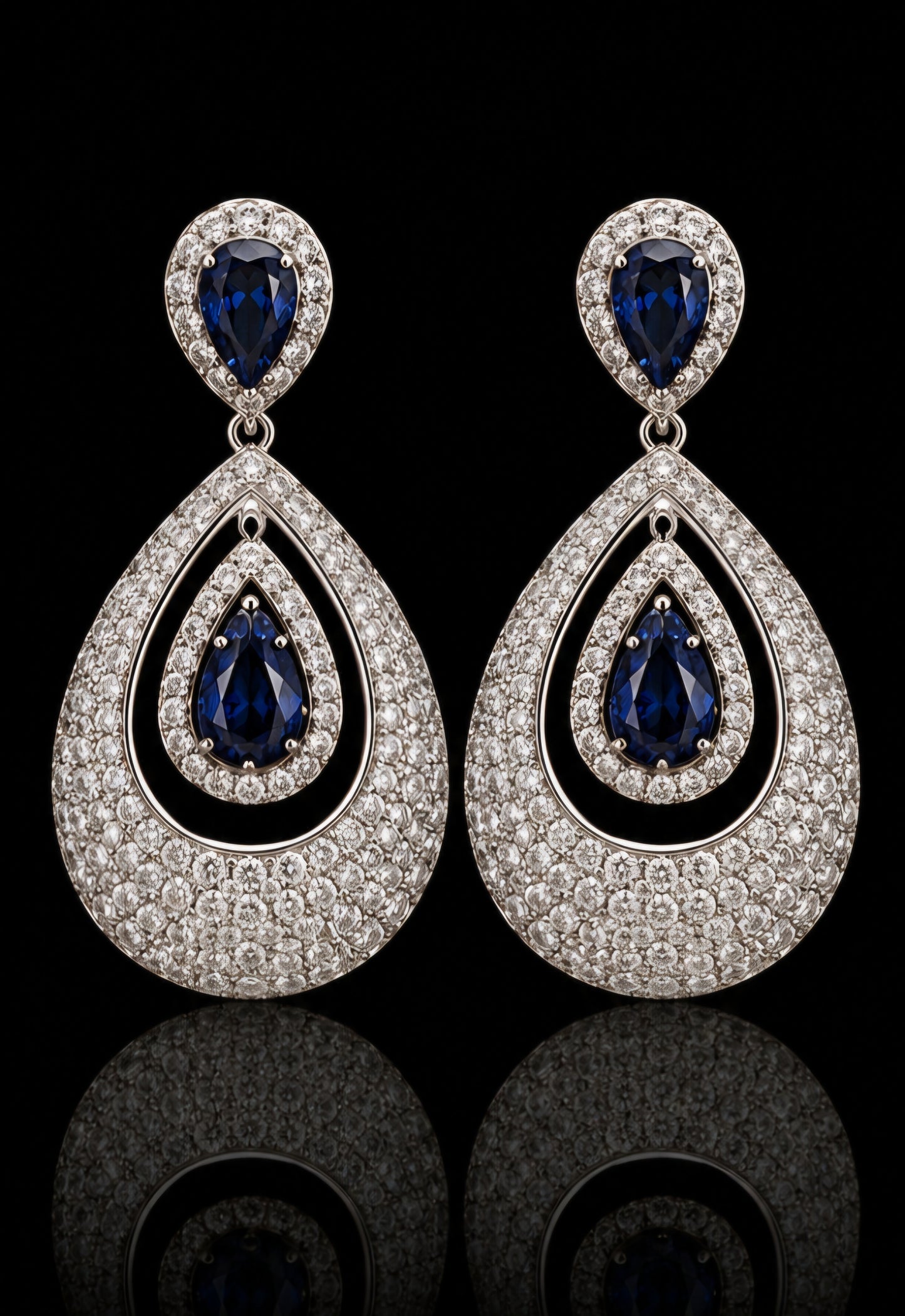 Midnight Sapphire Diamond Drop Earrings