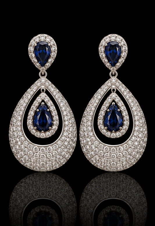 Midnight Sapphire Diamond Drop Earrings