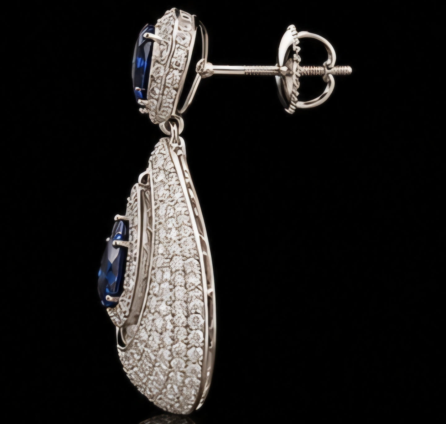 Midnight Sapphire Diamond Drop Earrings