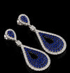 Royal Sapphire Halo Drop Earrings