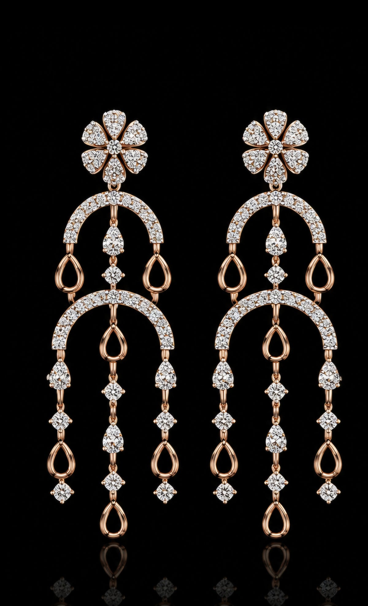 Floral Cascade Diamond Earrings