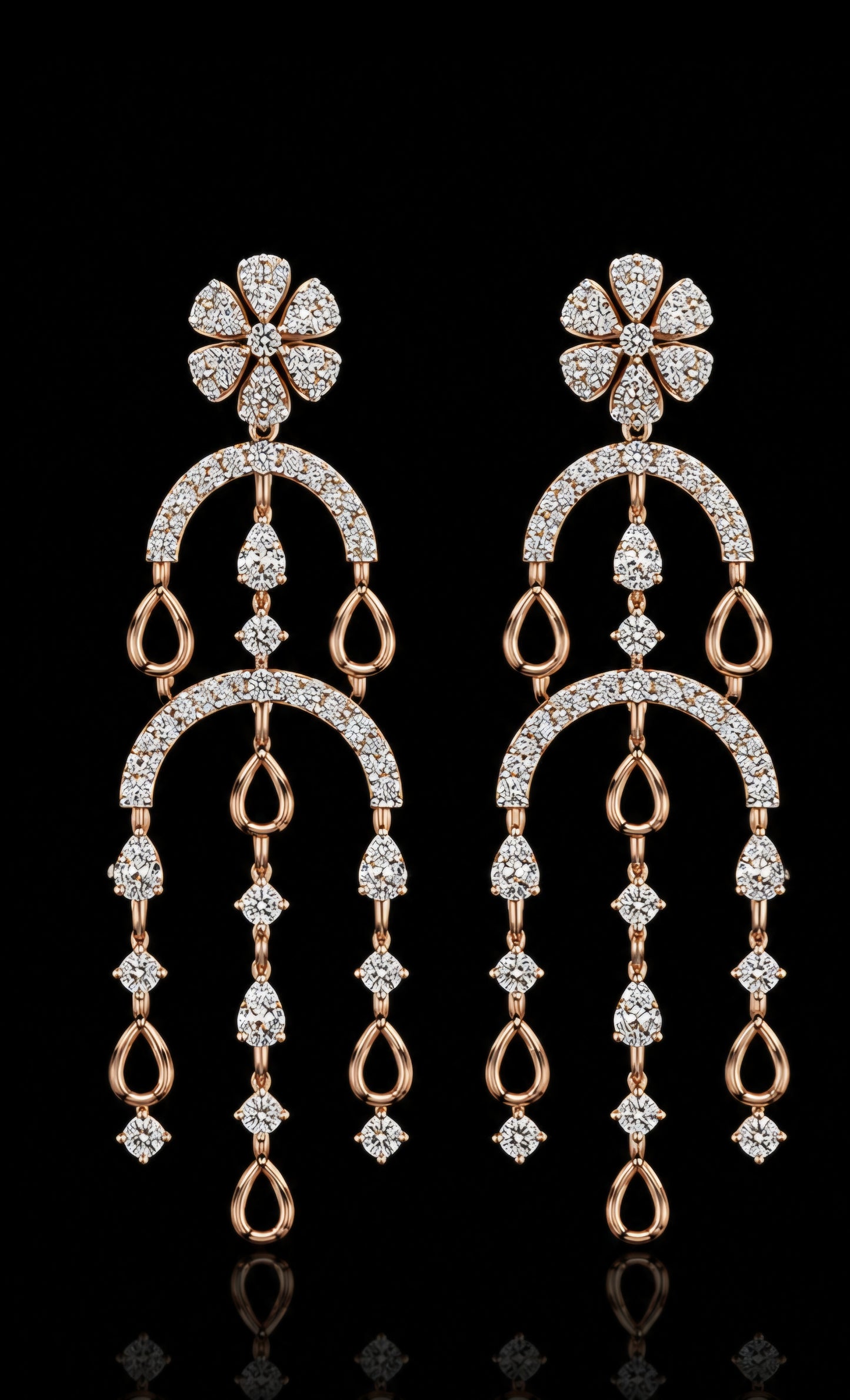 Floral Cascade Diamond Earrings