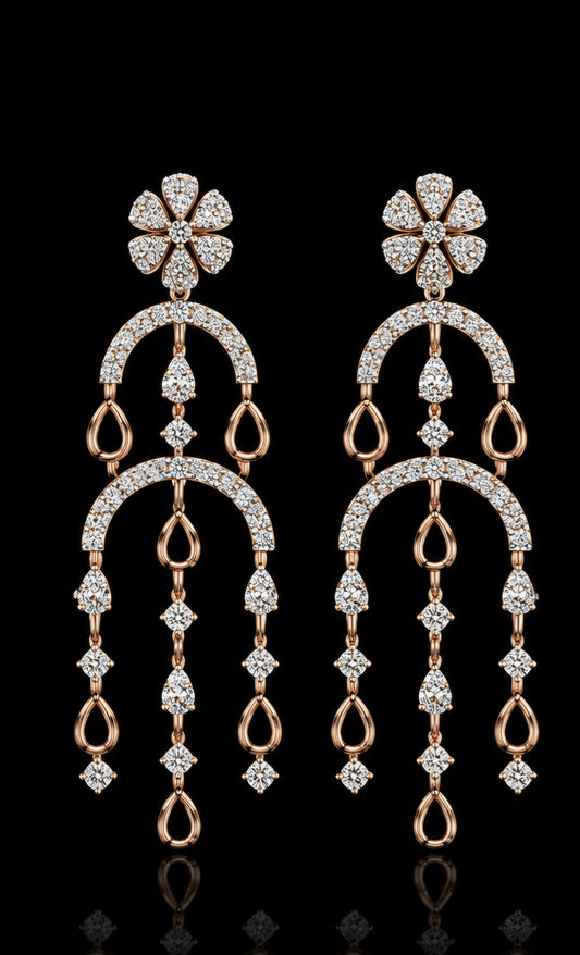 Floral Cascade Diamond Earrings