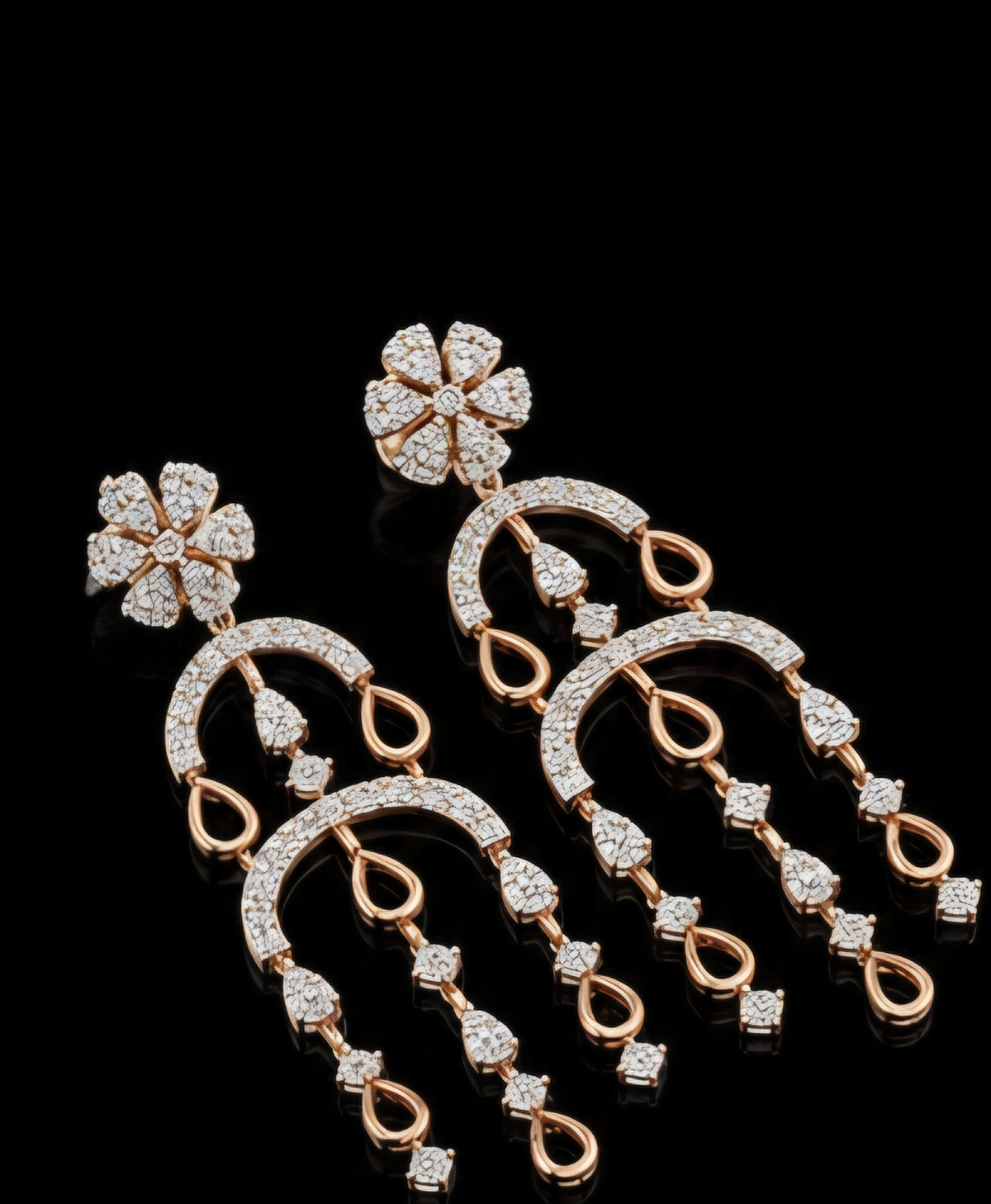 Floral Cascade Diamond Earrings