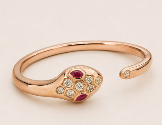 Serpentine Ruby Diamond Gold Kada