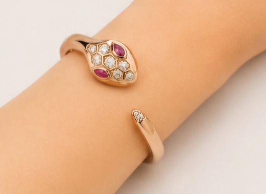 Serpentine Ruby Diamond Gold Kada