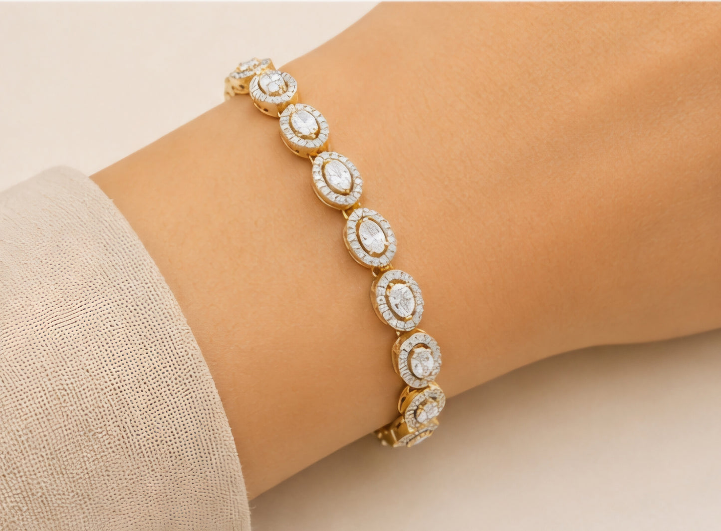 Marquise Halo Diamond Tennis Bracelet