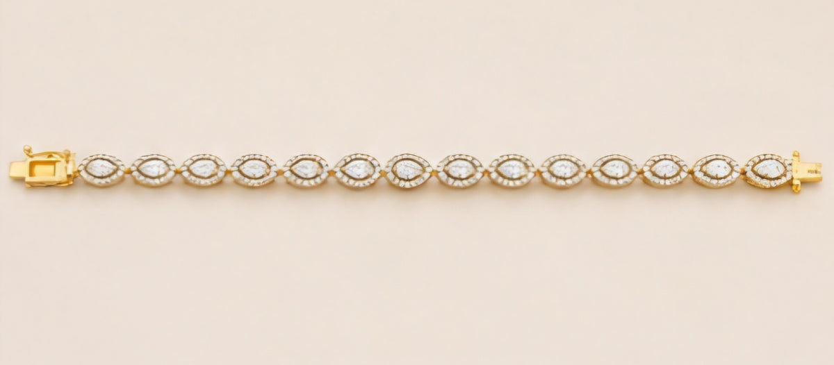 Marquise Halo Diamond Tennis Bracelet