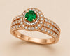 Emerald Halo Diamond Split-Shank Ring