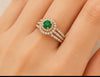 Emerald Halo Diamond Split-Shank Ring
