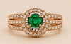 Emerald Halo Diamond Split-Shank Ring
