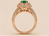 Emerald Halo Diamond Split-Shank Ring
