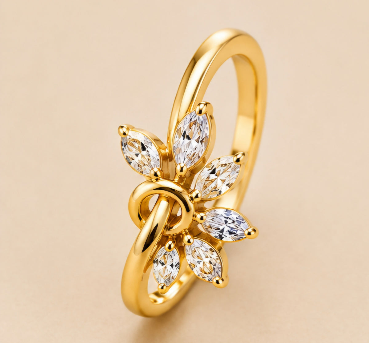 Diamond Blossom Knot Ring