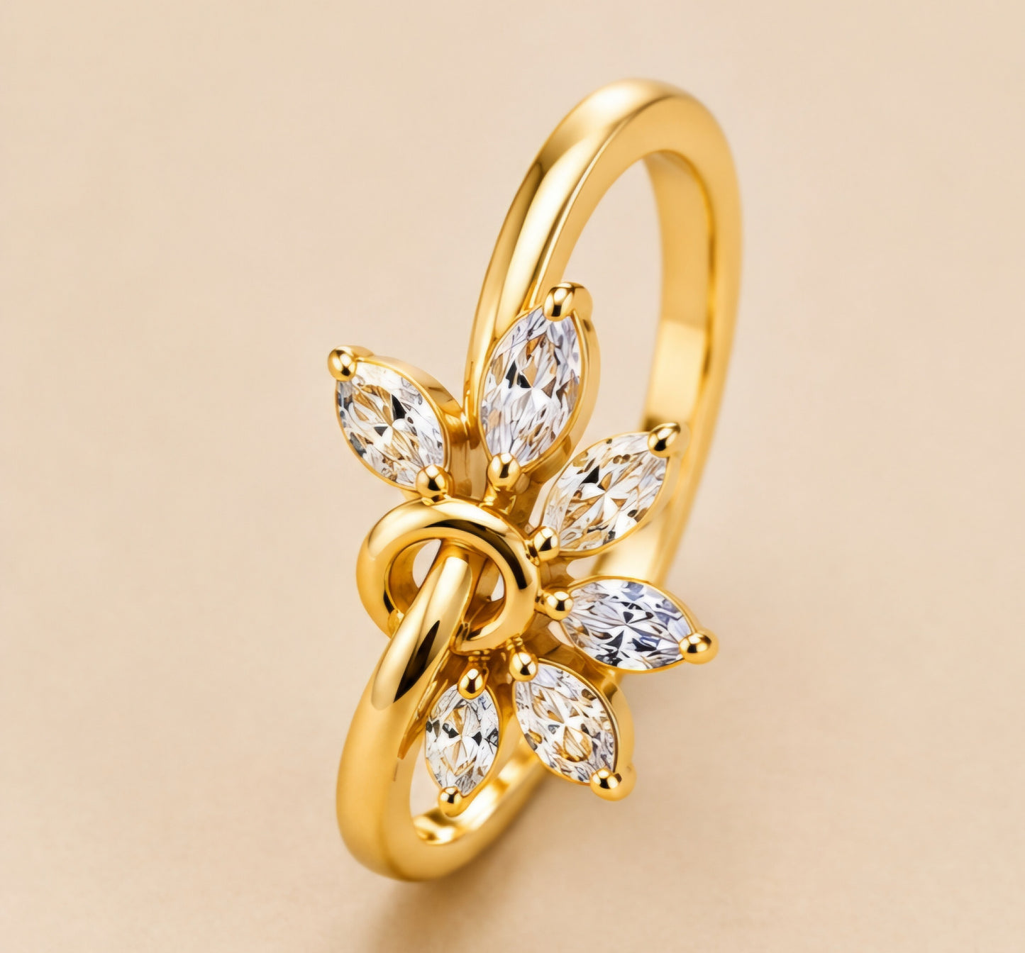 Diamond Blossom Knot Ring