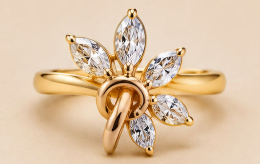 Diamond Blossom Knot Ring