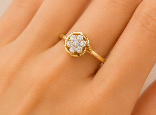 Diamond Bloom Swirl Ring